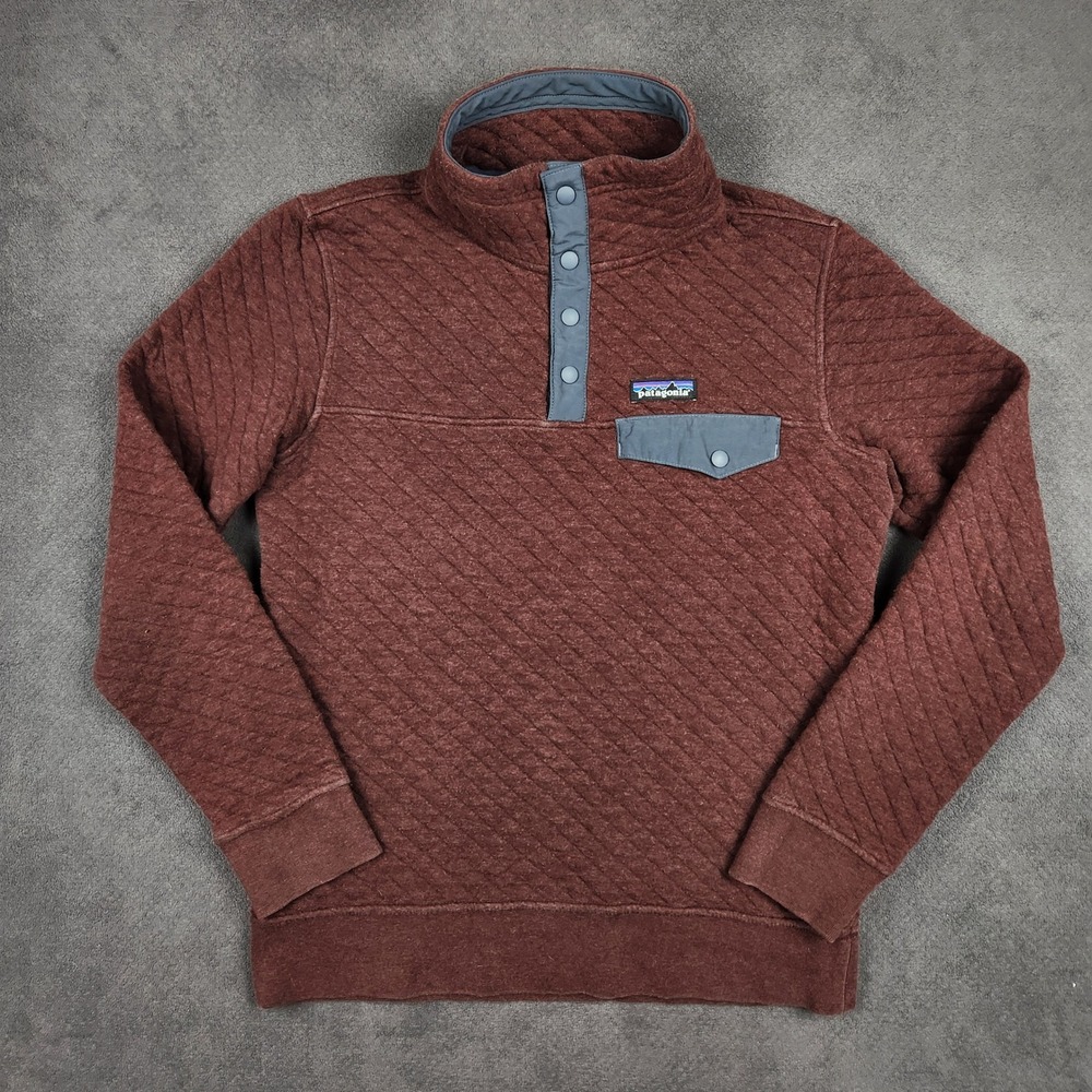 Patagonia Quilt Snap-T Pullover Womens XS Burgundy Organic Cotton 25281
